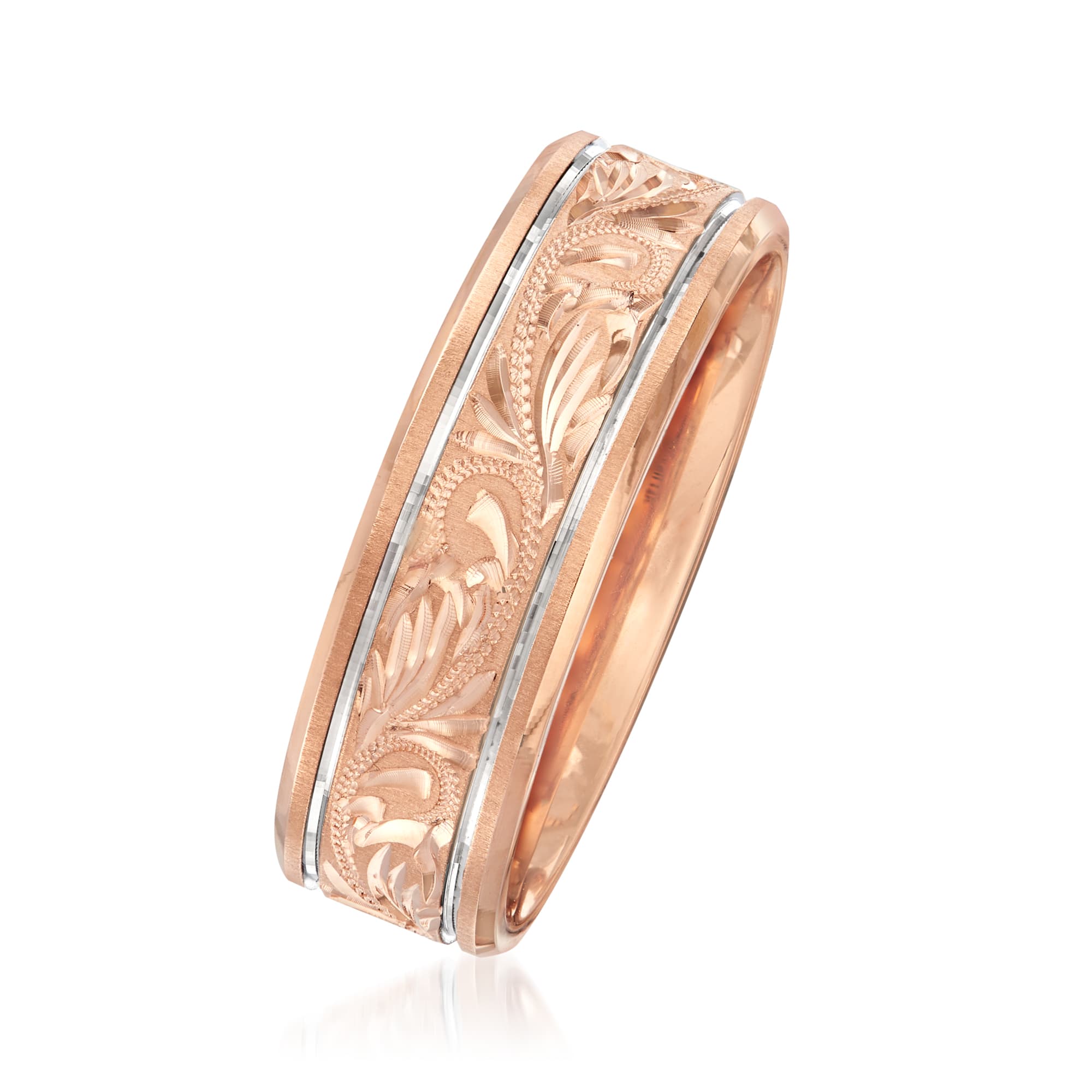 Men's 7mm 14kt Rose Gold Engraved Wedding Band RossSimons