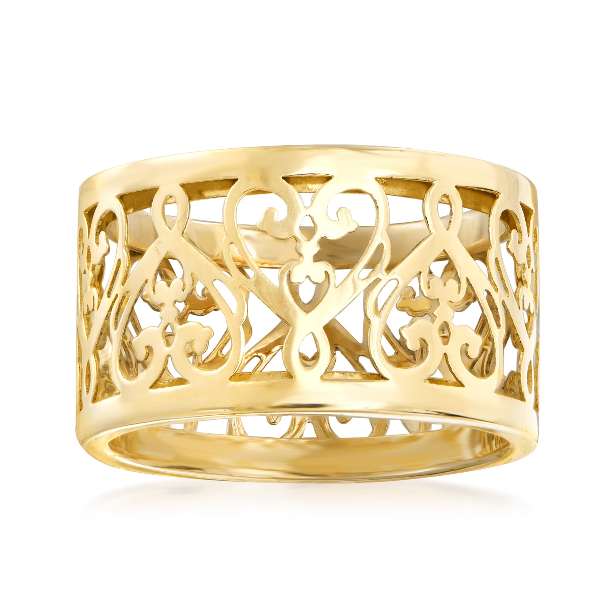 Italian 14kt Yellow Gold Filigree Heart Ring Ross Simons