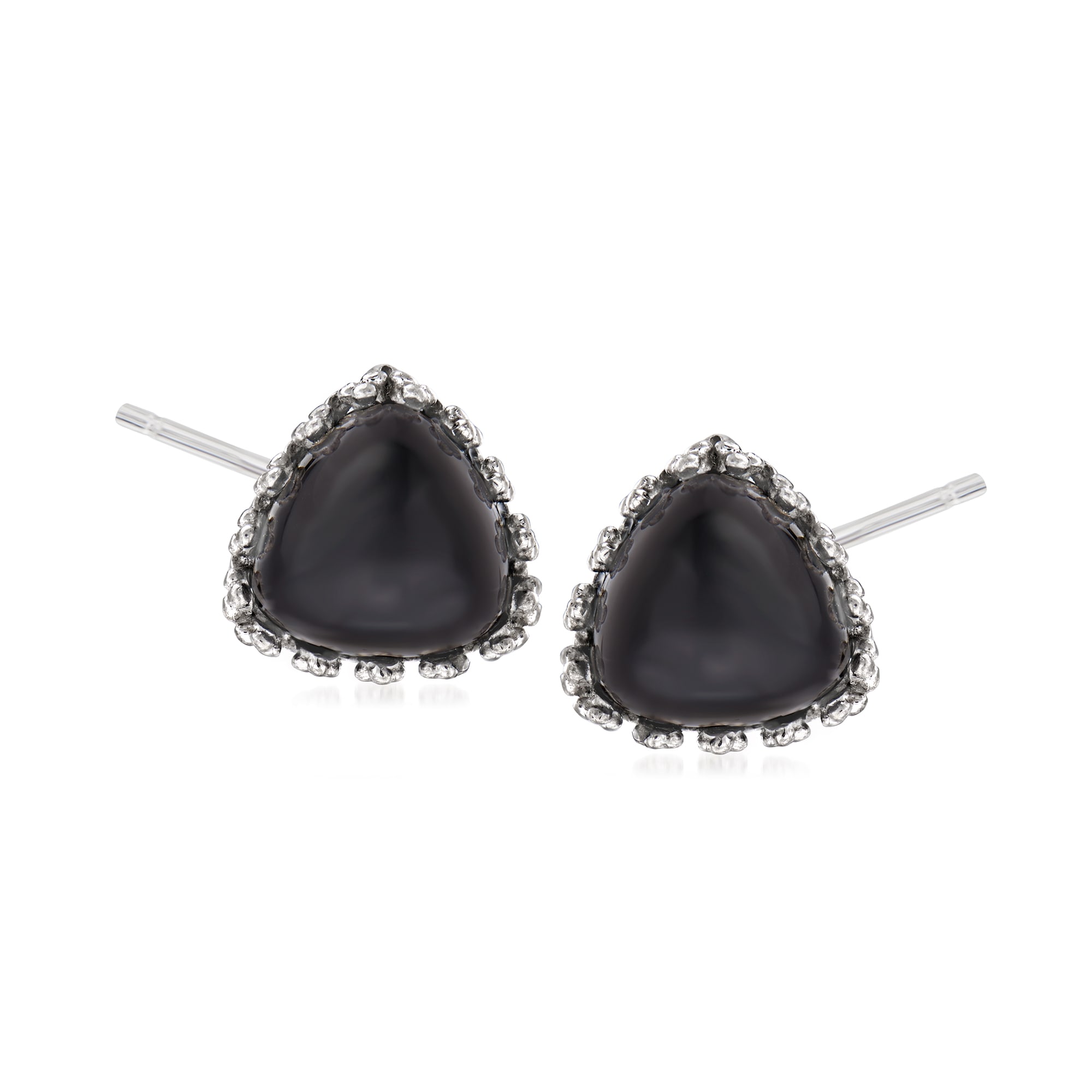 Black Onyx Triangle Stud Earrings in Sterling Silver | Ross-Simons