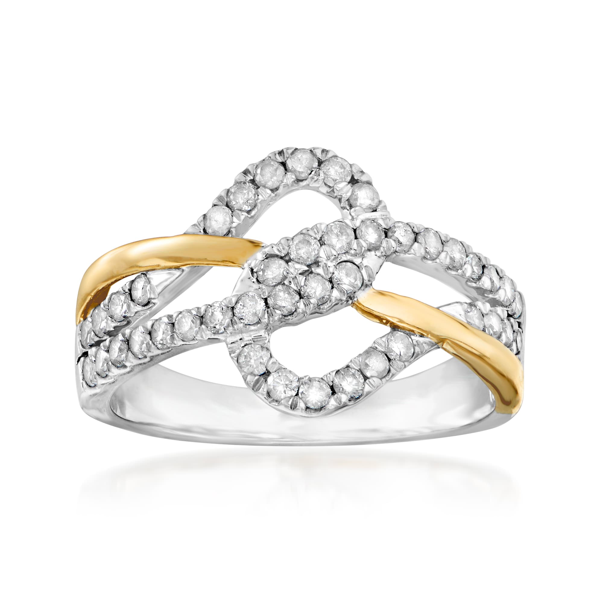 .50 ct. t.w. Diamond Interlocking Ring in Sterling Silver and 14kt ...