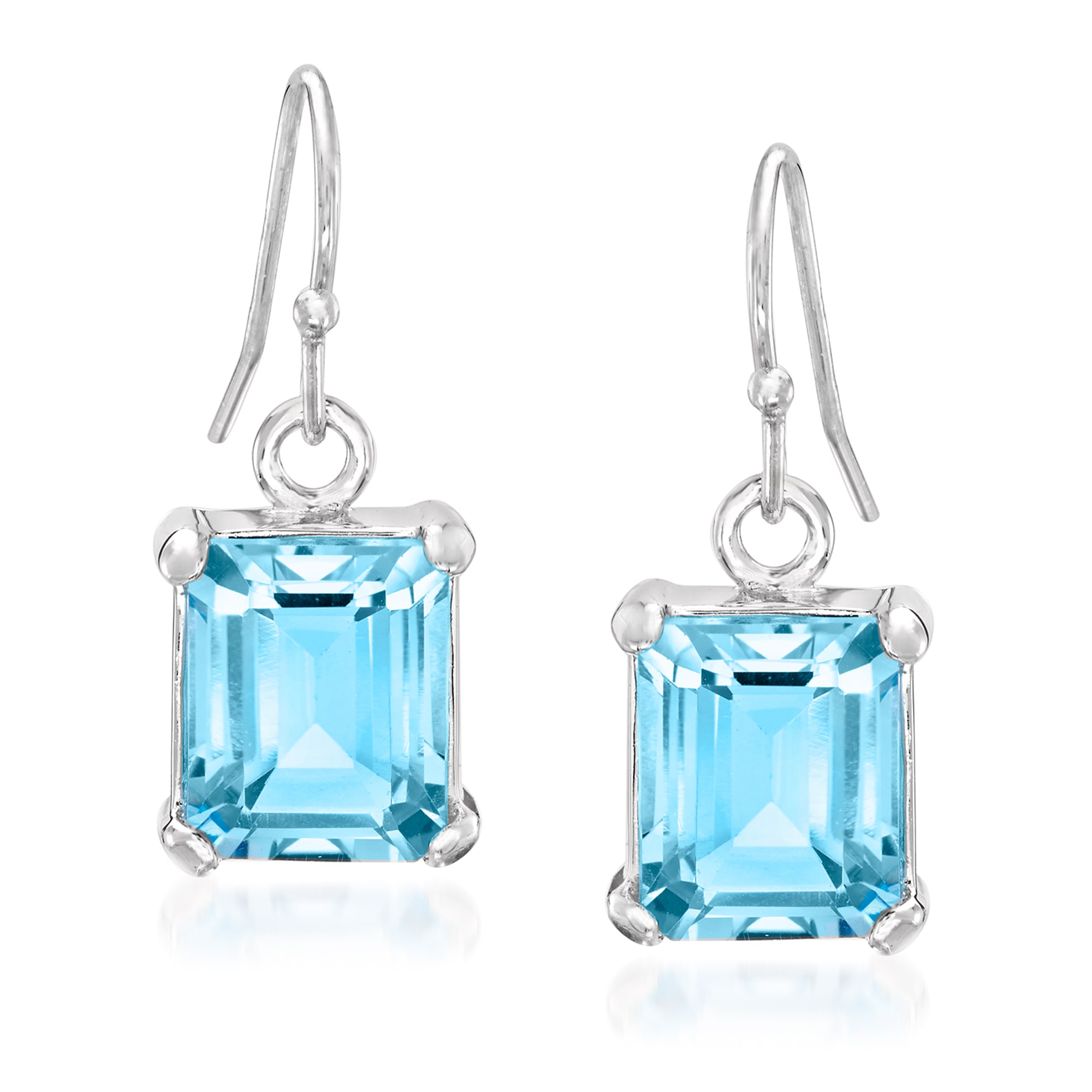 6.50 ct. t.w. Emerald-Cut Sky Blue Topaz Drop Earrings in Sterling ...