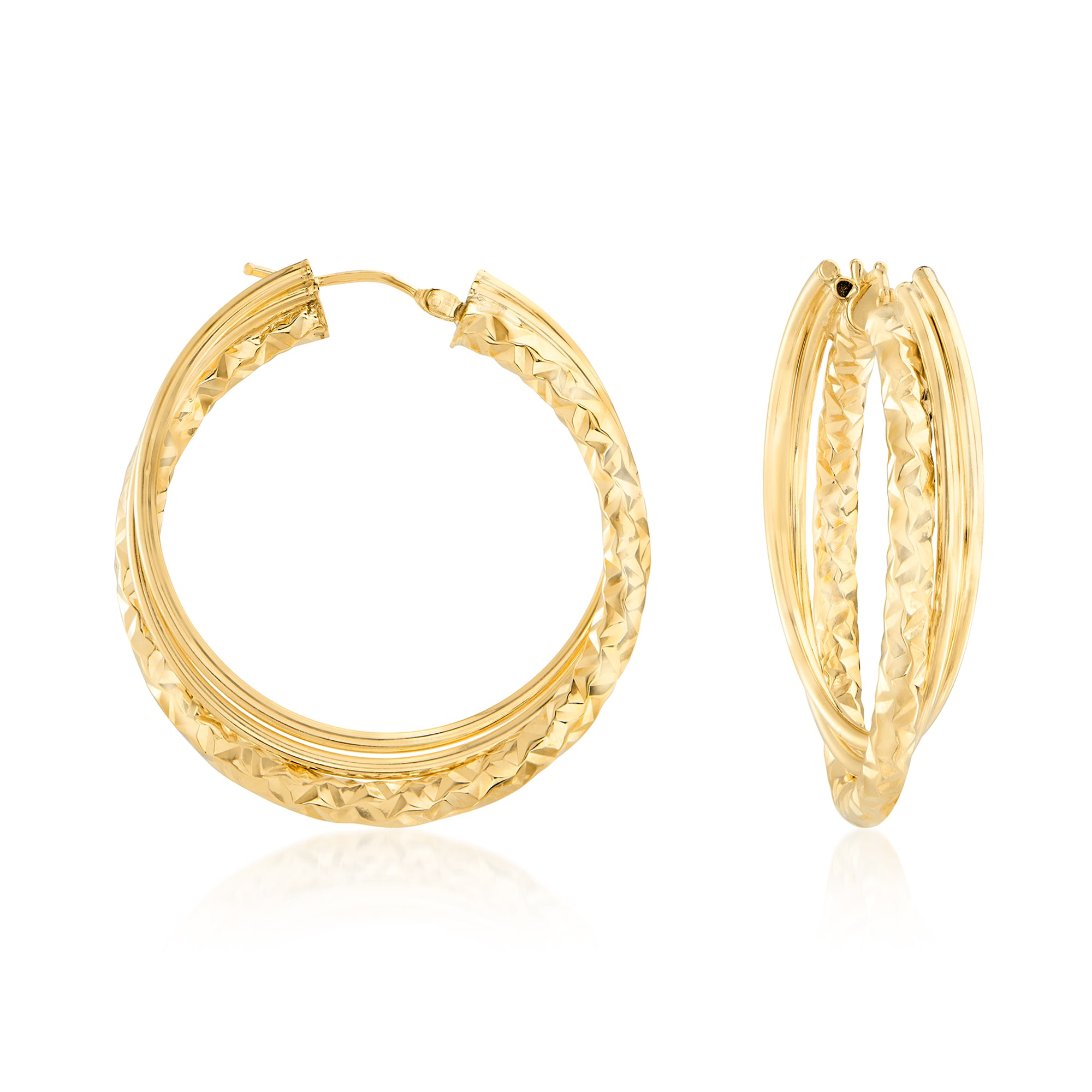 Italian 14kt Yellow Gold Intertwined Hoop Earrings. 1 3/8