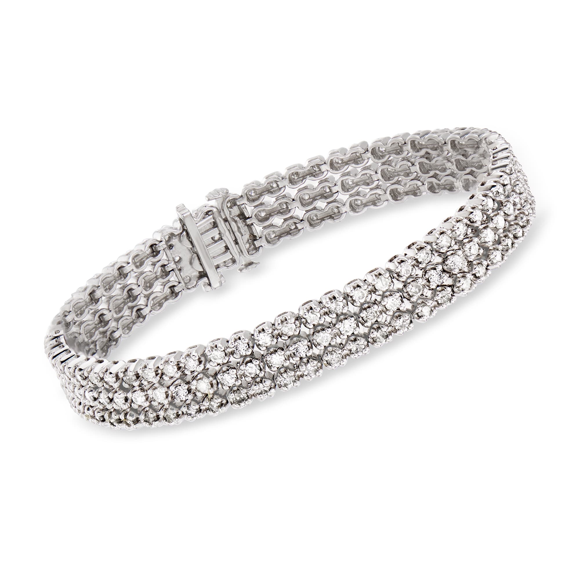 5.00 ct. t.w. Diamond Three-Row Tennis Bracelet in 14kt White Gold. 7 ...