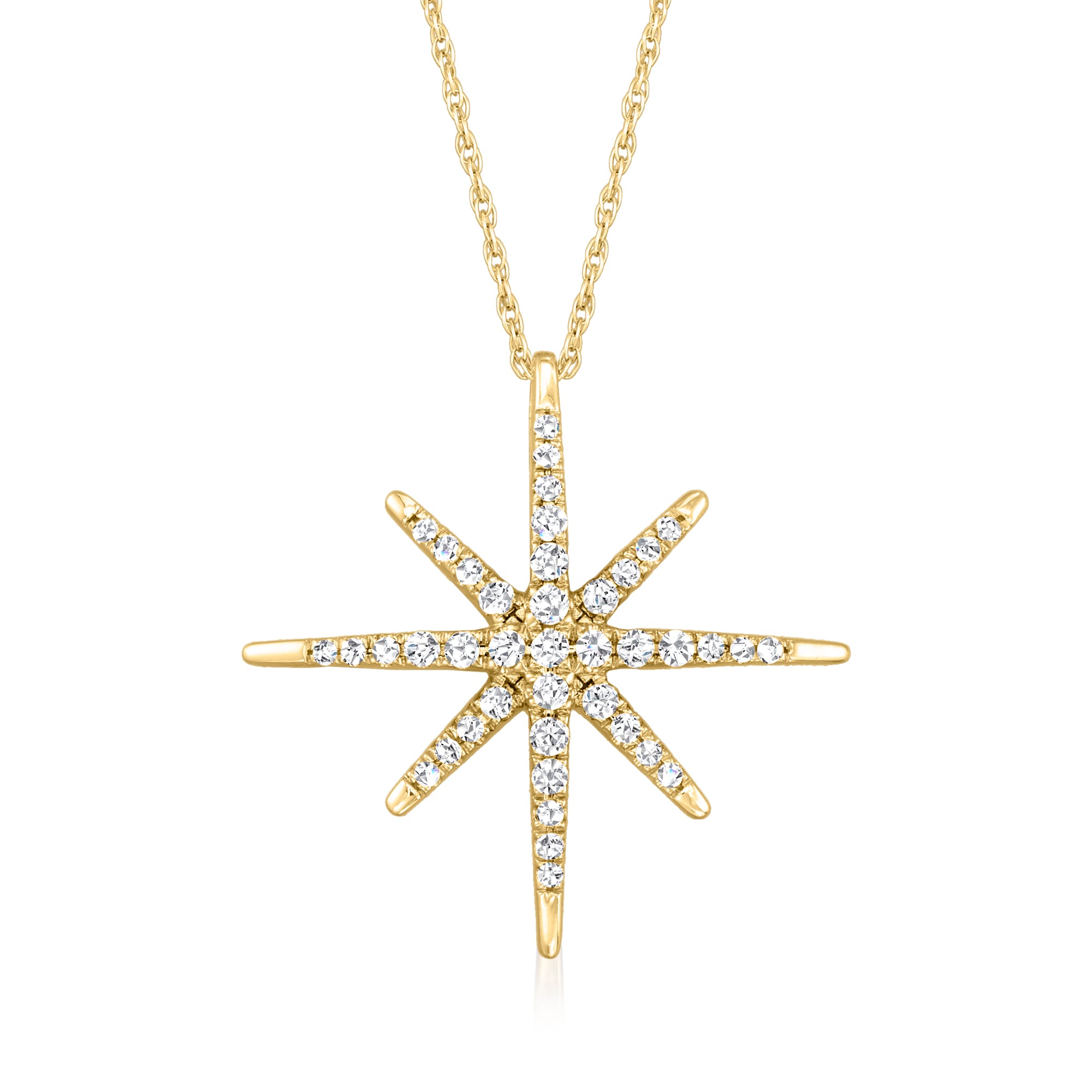 .25 ct. t.w. Diamond Star Pendant Necklace in 14kt Yellow Gold | Ross ...