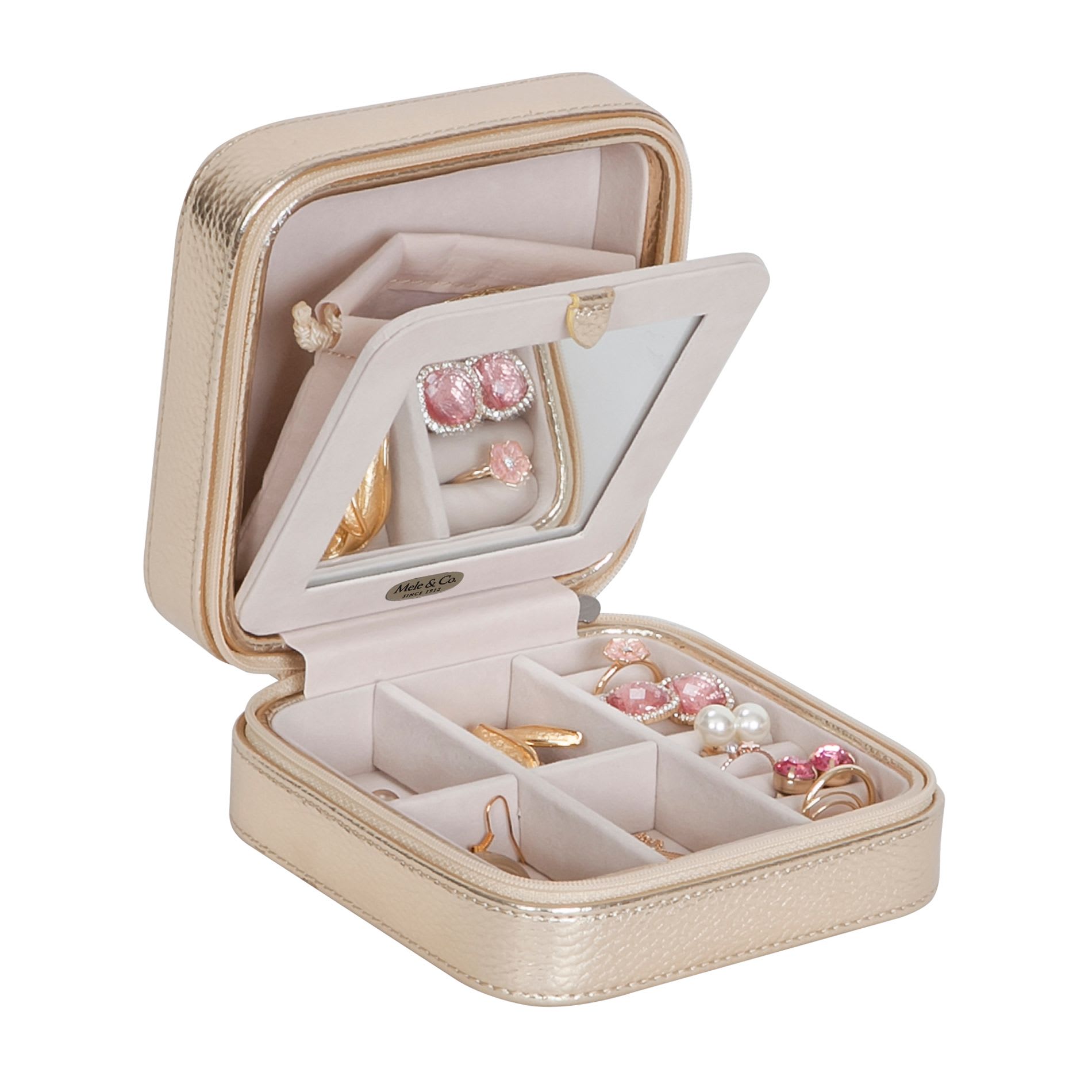 Mele & Co. Metallic Gold Faux Leather Travel Jewelry Box RossSimons