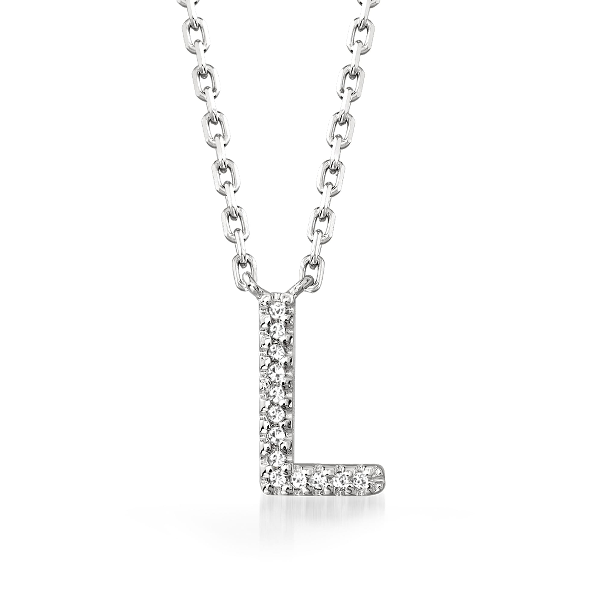Diamond-Accented Initial Necklace in Sterling Silver | Ross-Simons