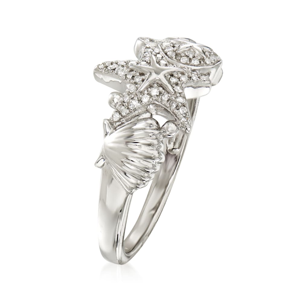 .15 ct. t.w. Diamond Sea Life Ring in Sterling Silver | Ross-Simons