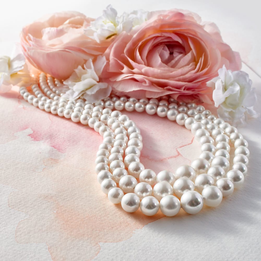 Rose Pink Jade & 6-7mm White Pearl Necklace for Women Jewelry 3 strands 18-19" 
