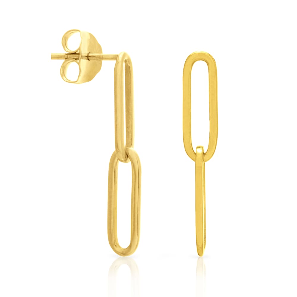 14kt Yellow Gold Paper Clip Link Drop Earrings | Ross-Simons