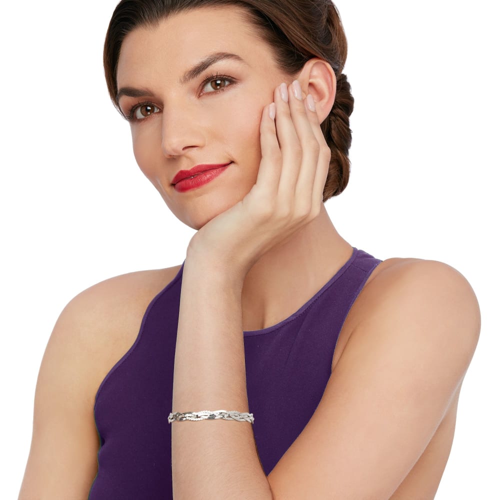 Ross-Simons Italian Sterling Silver Bamboo Bangle Bracelet Ross-Simons Italian Sterling Silver Bamboo Bangle Bracelet