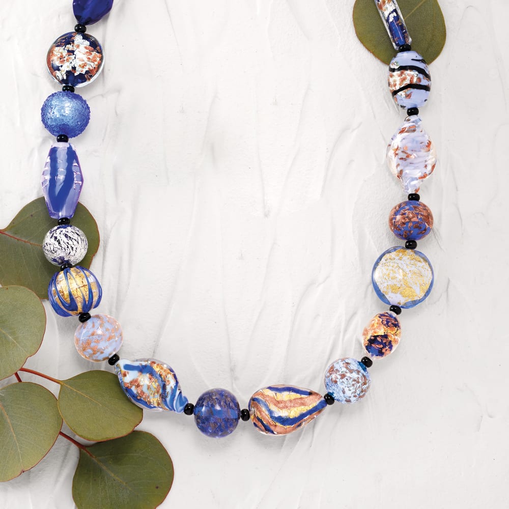 Italian Multicolored Murano Glass Bead Necklace in 18kt Gold Over ...