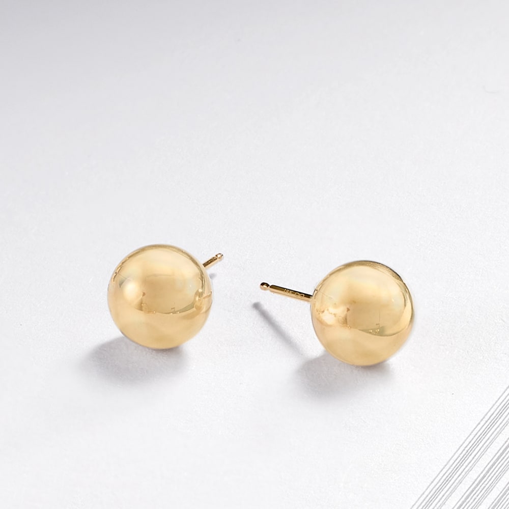 FB Jewels 14K Yellow Gold 8mm Diamond-Cut Push Back Half Ball Womens Earrings 8MM X 8MM FB Jewels 14K Yellow Gold 8mm Diamond-Cut Push Back Half Ball Womens Earrings 8MM X 8MM
