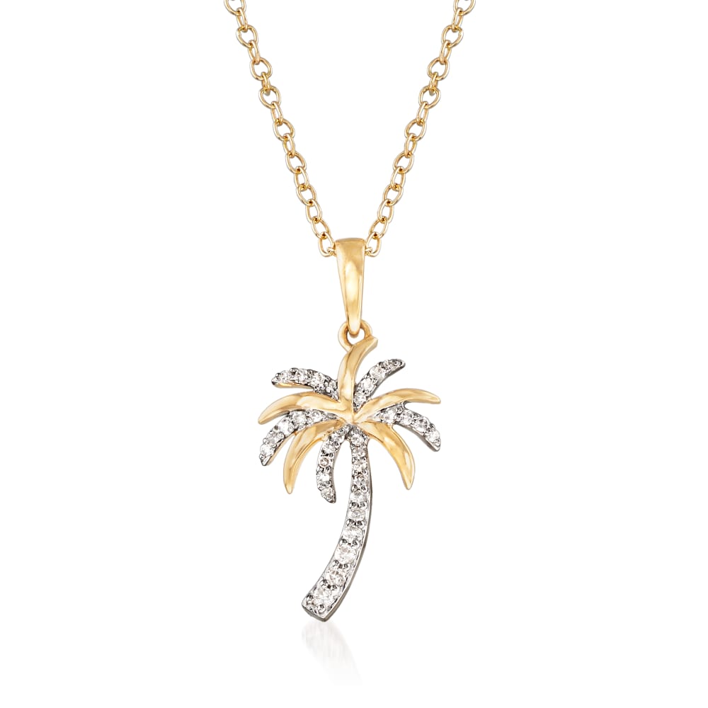 14K Solid Yellow Gold High Polished 1" Hollow Palm Tree Charm Pendant. 14K Solid Yellow Gold High Polished 1" Hollow Palm Tree Charm Pendant.