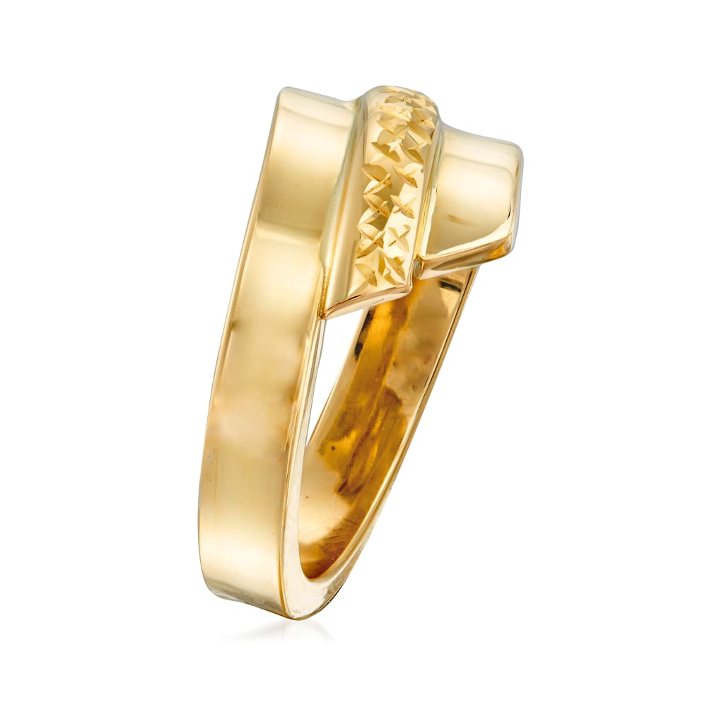 Italian 14kt Yellow Gold Diamond-Cut and Polished Ring | Ross-Simons