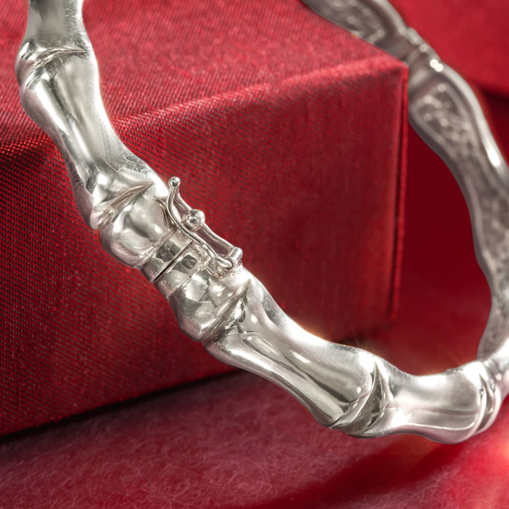 Ross-Simons Italian Sterling Silver Bamboo Bangle Bracelet Ross-Simons Italian Sterling Silver Bamboo Bangle Bracelet