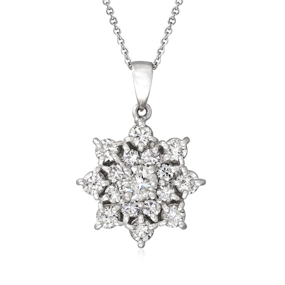 C. 2000 Vintage 2.05 ct. t.w. Diamond Snowflake Pendant Necklace in ...