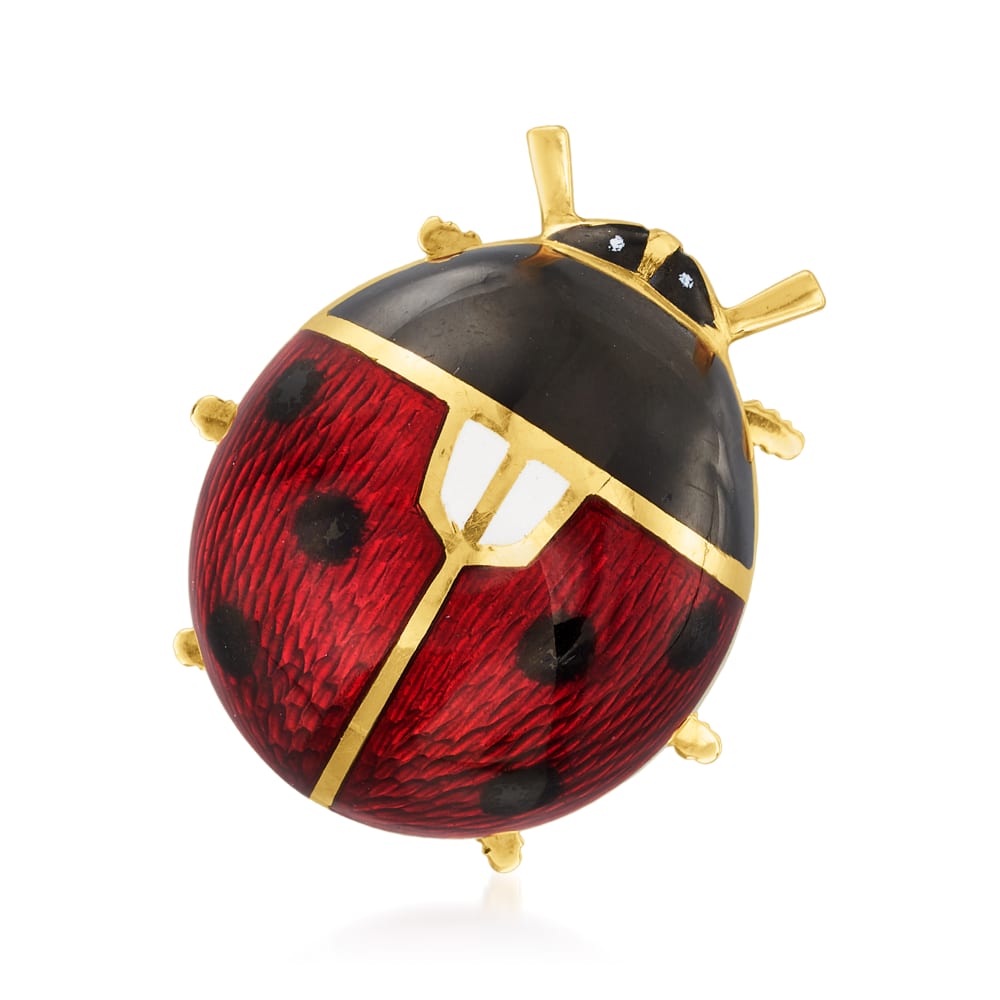 Initial Letter A Red & Black Enamel Ladybug Pendant So Chic Jewels 18k Yellow Gold Initial Letter A Red & Black Enamel Ladybug Pendant So Chic Jewels 18k Yellow Gold