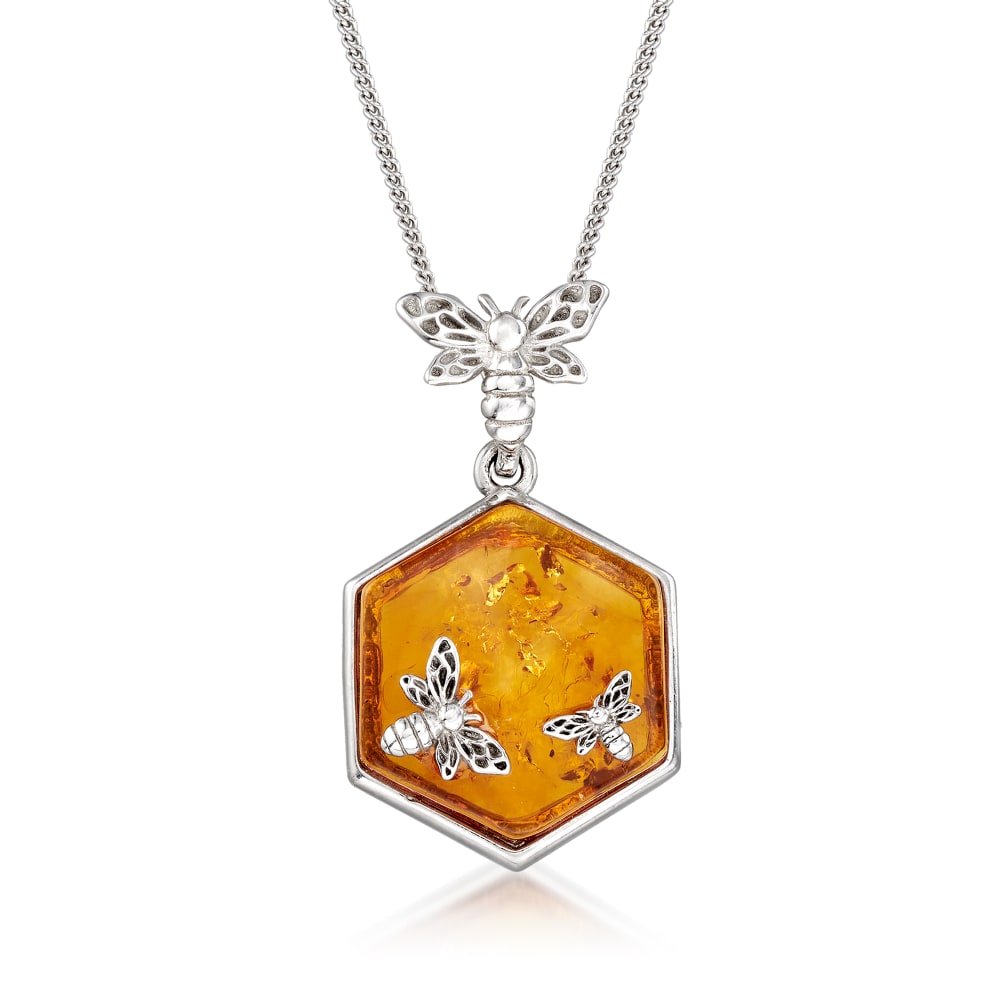 Amber & Sterling Silver Pendant Necklace Amber & Sterling Silver Pendant Necklace