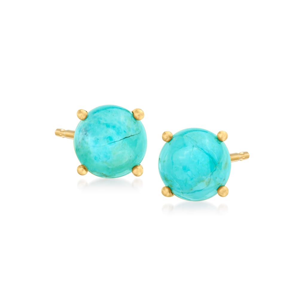 Gift Bag. 18K gold plate over sterling silver cabochon turquoise earrings Gift Bag. 18K gold plate over sterling silver cabochon turquoise earrings