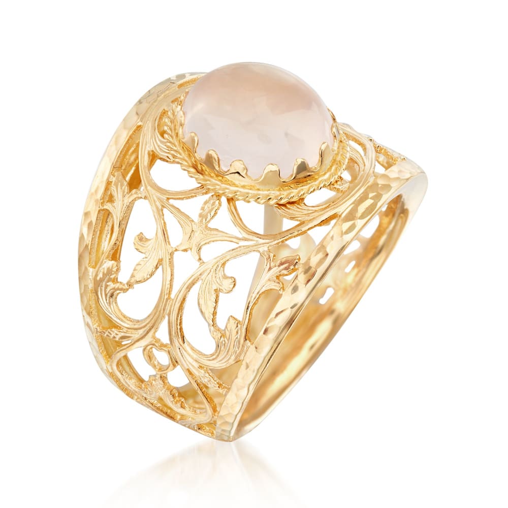 10x8mm Rose Quartz Cabochon Ring in 18kt Yellow Gold | Ross-Simons