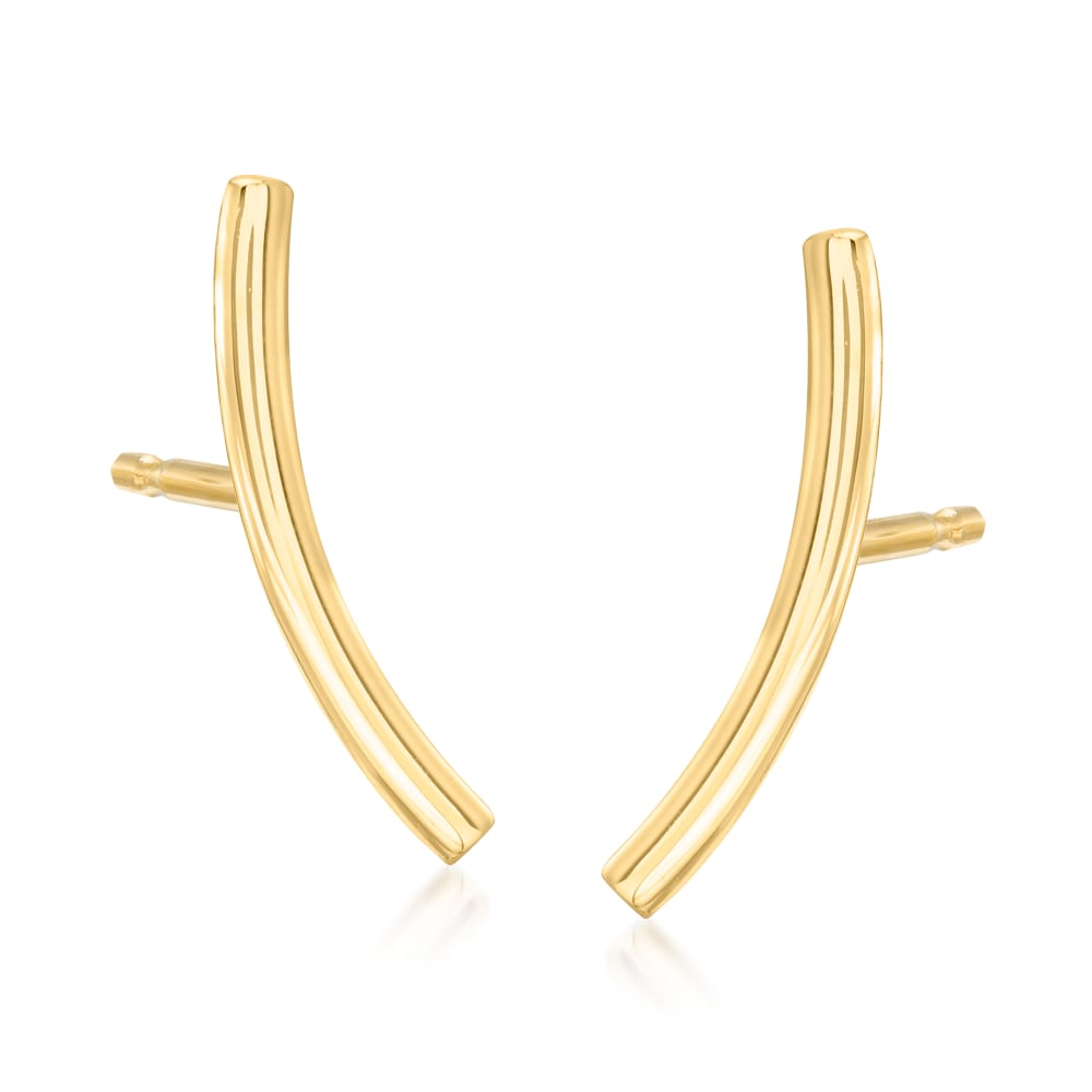 14kt Yellow Gold Curved Bar Ear Climbers | Ross-Simons