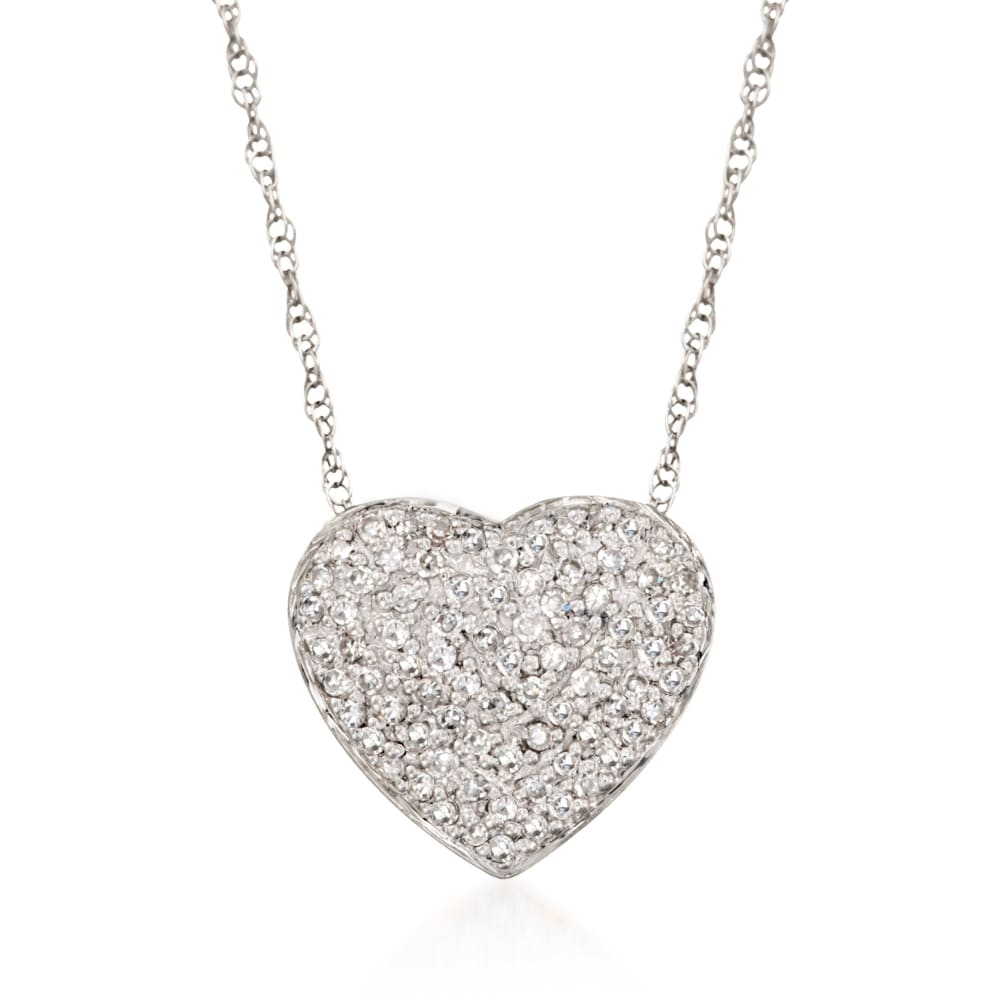 25 Ct T W Diamond Heart Pendant Necklace In 14kt White Gold Ross Simons