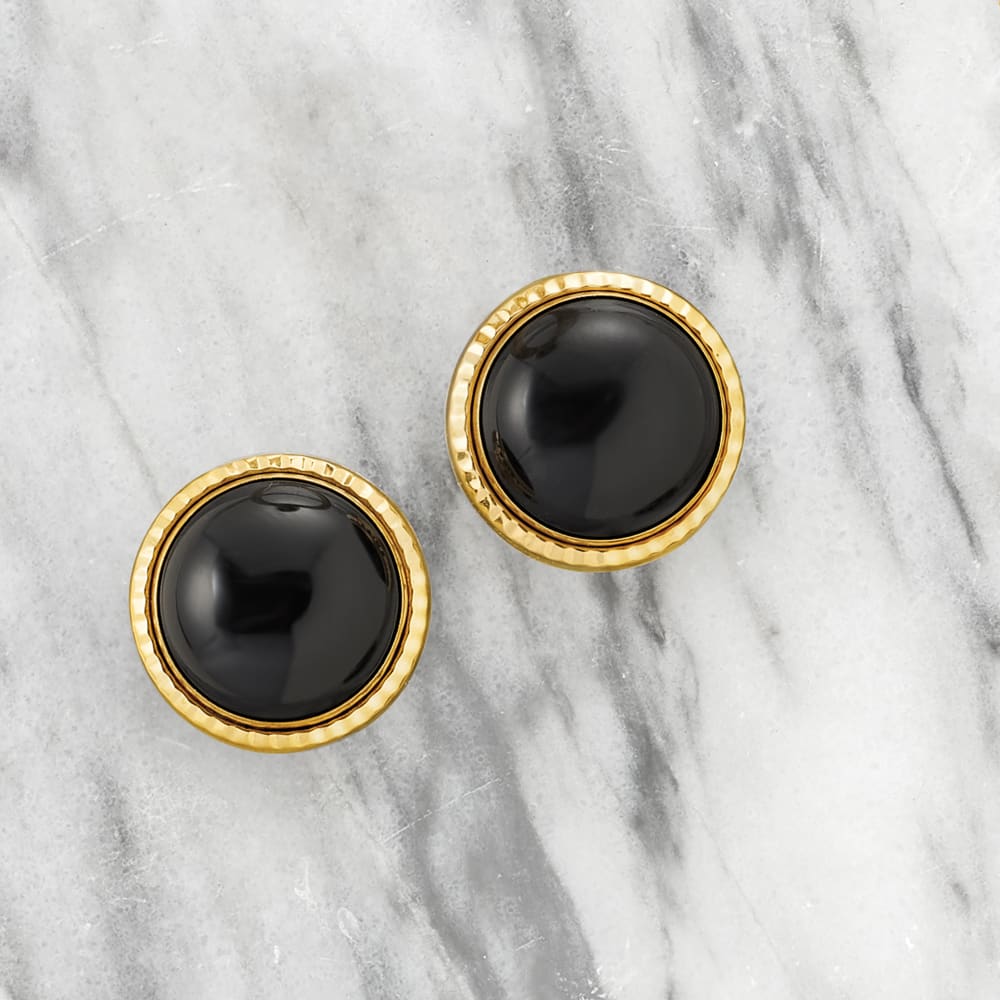 gold and black onyx earrings