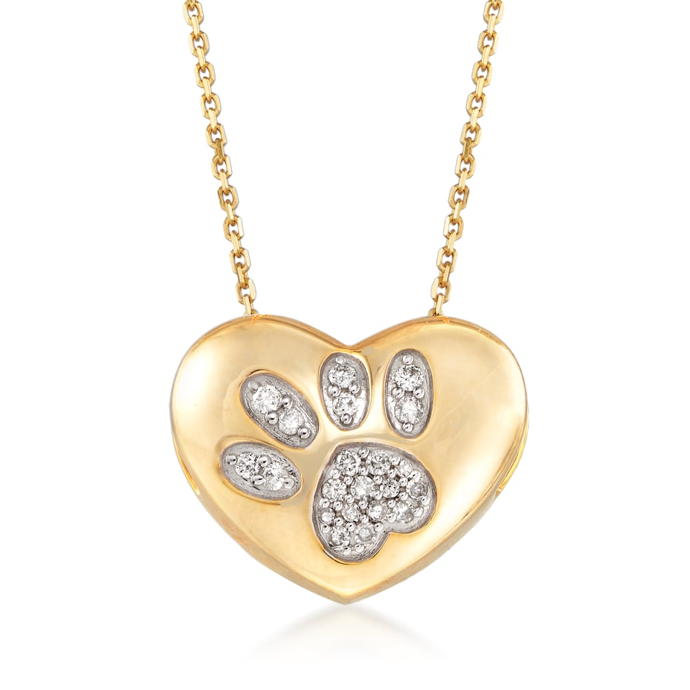 ct. t.w. Diamond Print Heart Pendant Necklace in Gold Over 16" | Ross-Simons