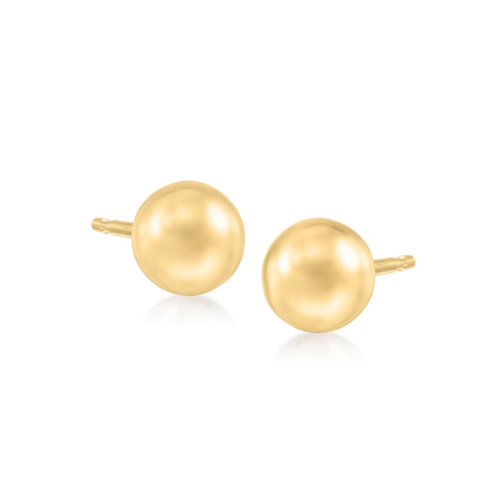Welry 6 mm Satin Ball Stud Earrings in 14K Yellow Gold