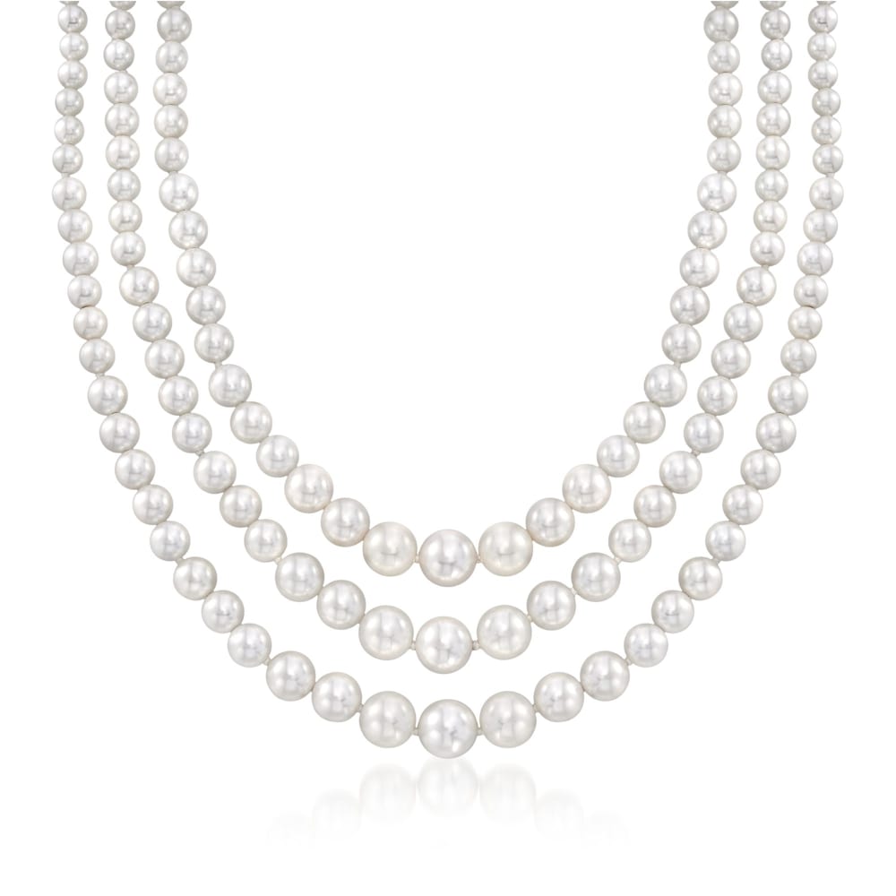 Rose Pink Jade & 6-7mm White Pearl Necklace for Women Jewelry 3 strands 18-19" Rose Pink Jade & 6-7mm White Pearl Necklace for Women Jewelry 3 strands 18-19"