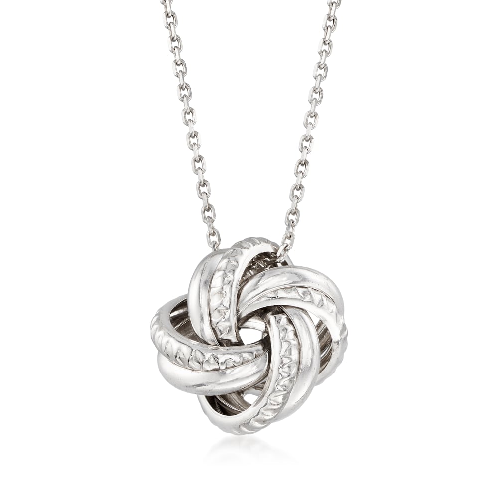 Sterling Silver Peridot and White Topaz Love Knot Necklace Sterling Silver Peridot and White Topaz Love Knot Necklace