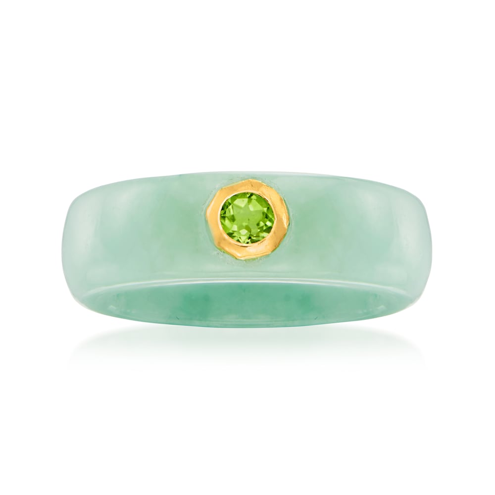 Pacifische eilanden regio bal Jade and .30 Carat Peridot Ring with 14kt Yellow Gold | Ross-Simons