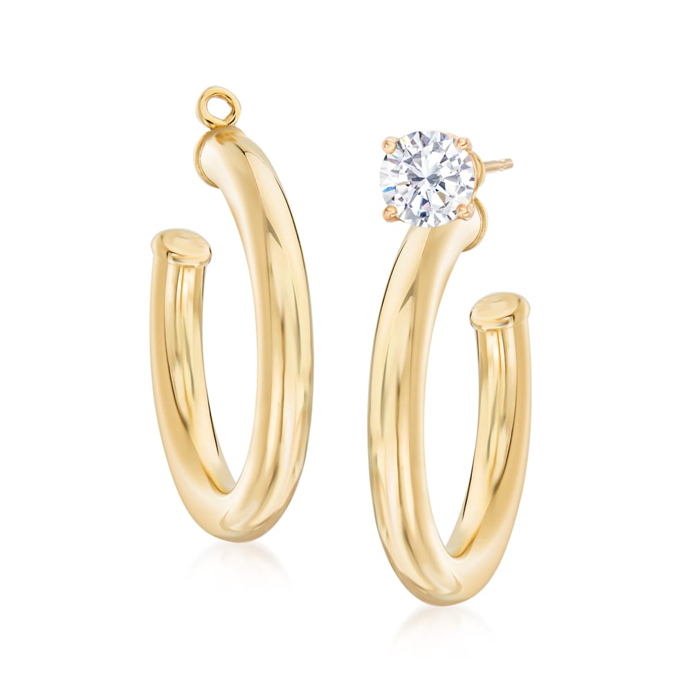Jewel Tie 14k Yellow Gold Polished Hollow Hoop Earring Jackets 5mm x 31mm Jewel Tie 14k Yellow Gold Polished Hollow Hoop Earring Jackets 5mm x 31mm