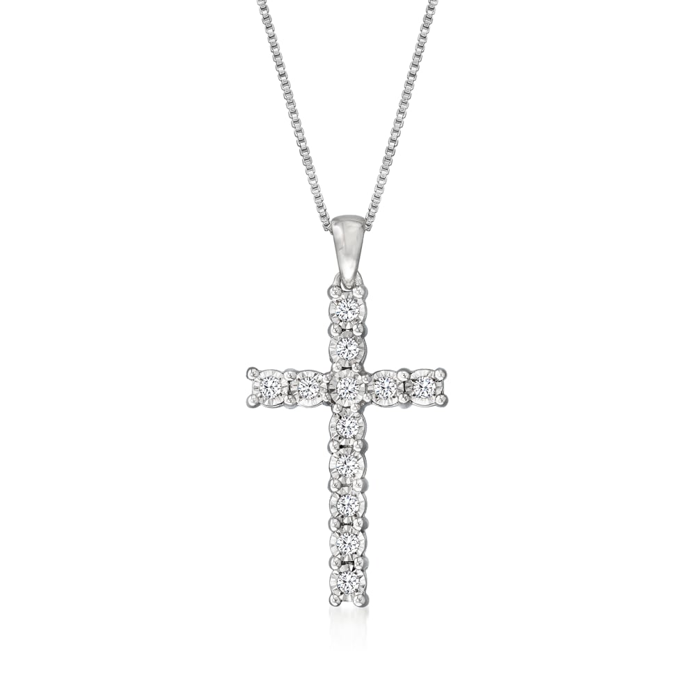 silver diamond cross pendant