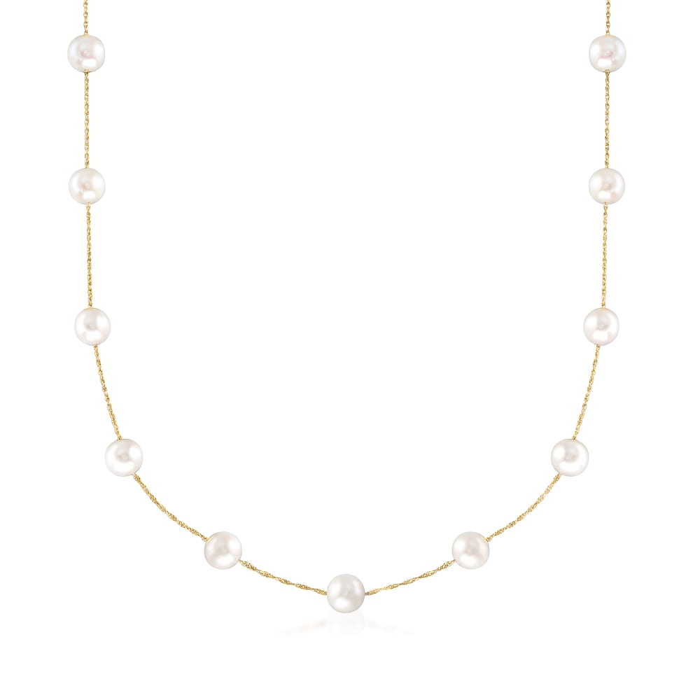 Solid 14k Yellow Gold 6 6.5mm White/Black/Gold Freshwater Cultured Pearl Necklace Chain 18 Solid 14k Yellow Gold 6 6.5mm White/Black/Gold Freshwater Cultured Pearl Necklace Chain 18