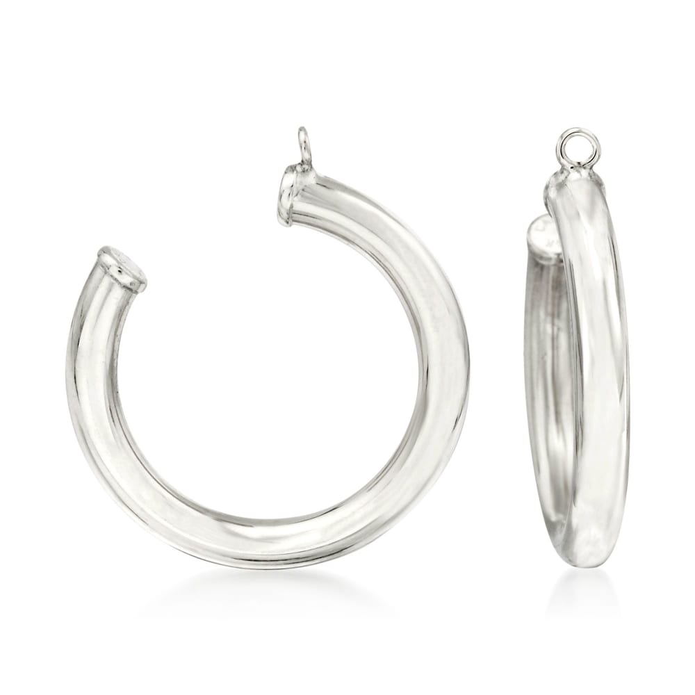 14k White Gold Polished Tube Hoop Earring Jackets 14k White Gold Polished Tube Hoop Earring Jackets