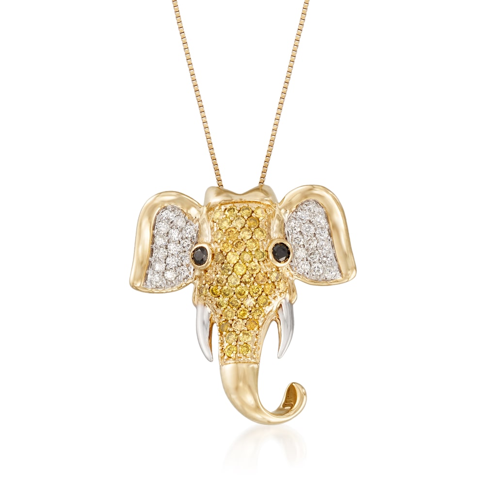 Jewels By Lux 14K Yellow or White And Yellow Two Tone or White Yellow And Rose Tri Color Gold Elephant Pendant 