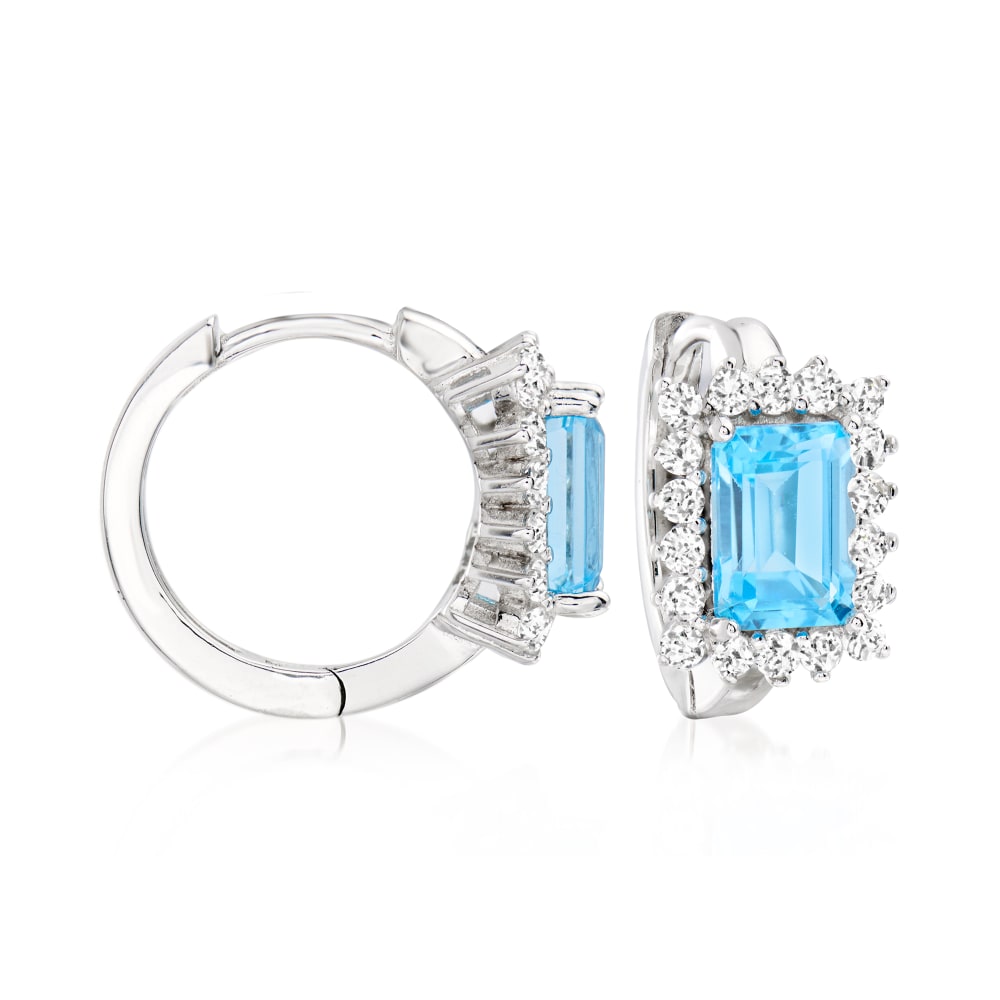 White Topaz Huggie Hoop Earrings in Sterling Silver t.w t.w Swiss Blue Topaz and .70 ct Ross-Simons 2.60 ct White Topaz Huggie Hoop Earrings in Sterling Silver t.w t.w Swiss Blue Topaz and .70 ct Ross-Simons 2.60 ct