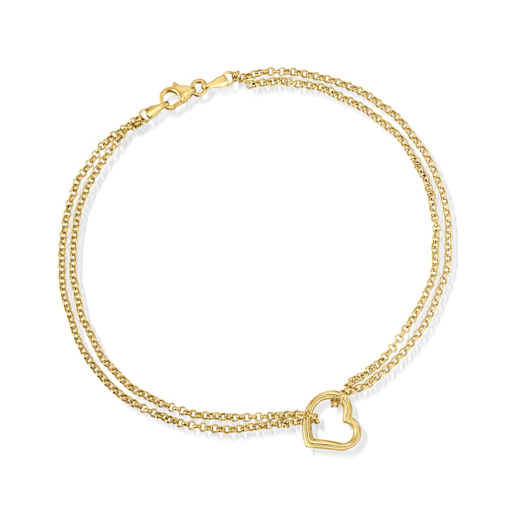 14k White Gold Double Strand Heart Anklet Best Quality Free Gift Box 14k White Gold Double Strand Heart Anklet Best Quality Free Gift Box