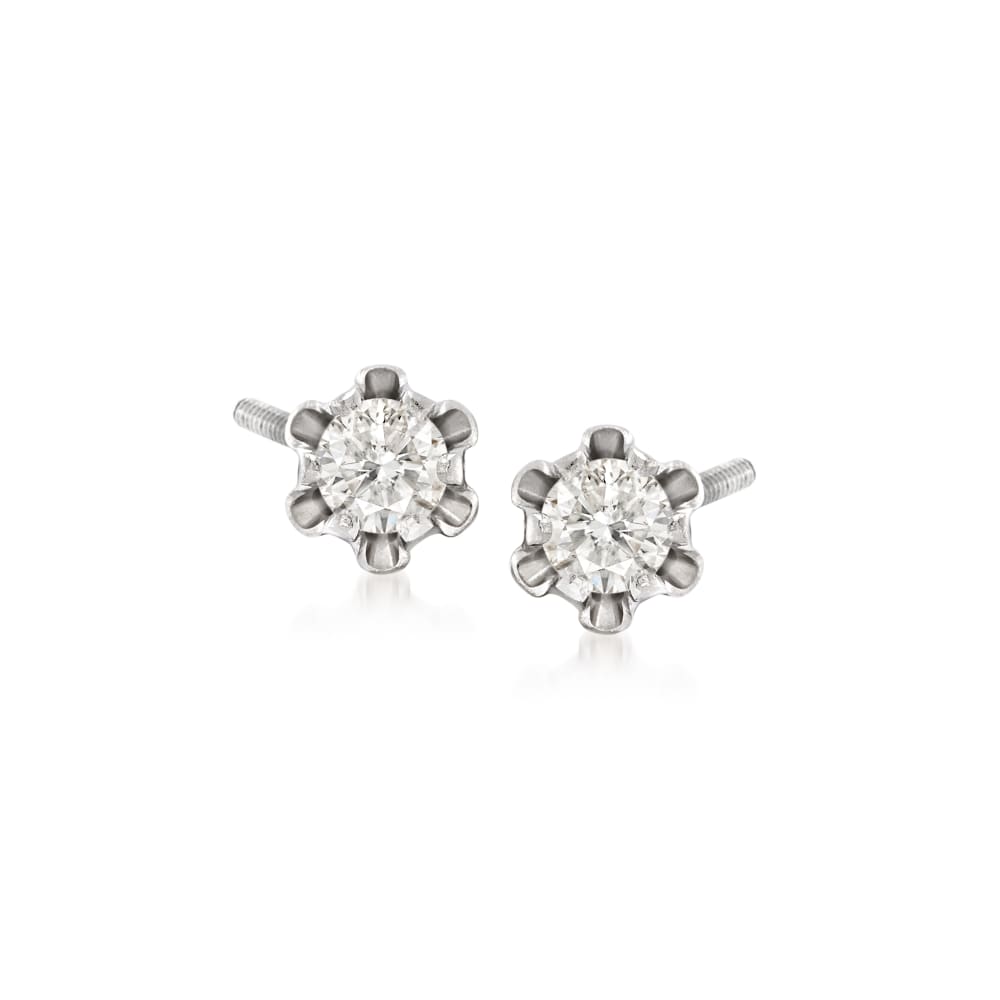 Ross-Simons Childs .14 ct Diamond Stud Earrings in 14k White Gold t.w Ross-Simons Childs .14 ct Diamond Stud Earrings in 14k White Gold t.w