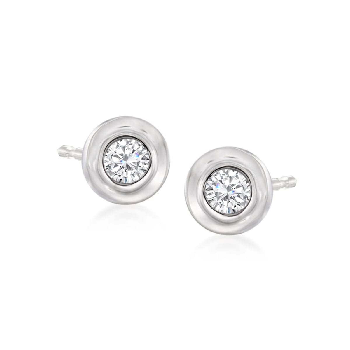 Ross-Simons Childs .14 ct Diamond Stud Earrings in 14k White Gold t.w Ross-Simons Childs .14 ct Diamond Stud Earrings in 14k White Gold t.w