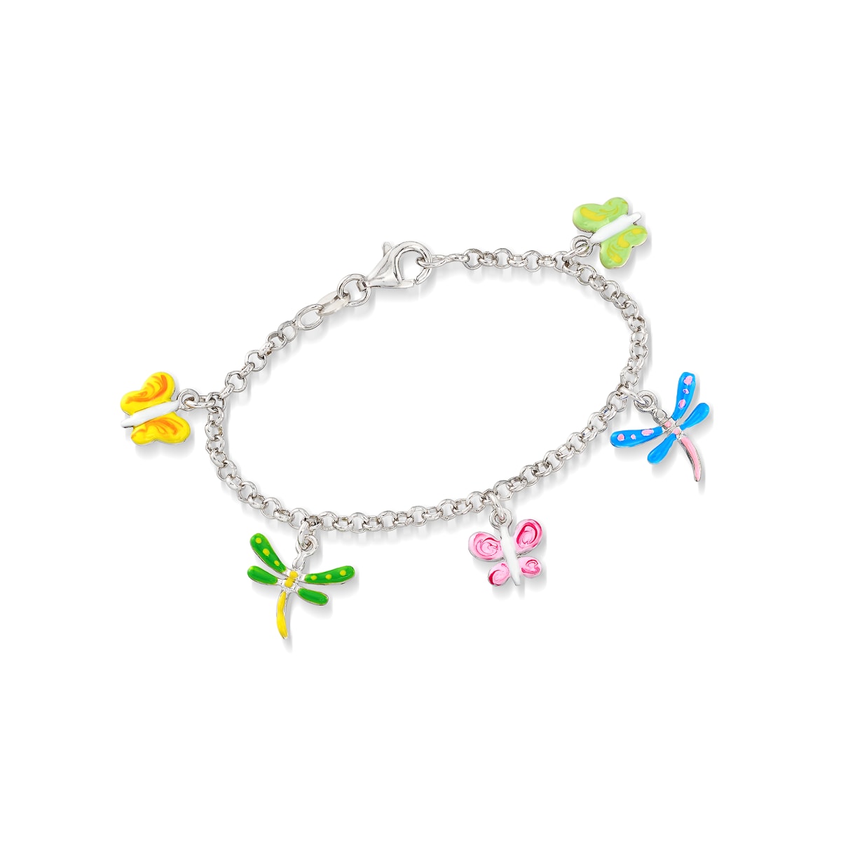 Sterling Silver Children's Enameled Dangle Beard Baby Charm Bracelet With Lobster Clasp Length 6 Inch Sterling Silver Children's Enameled Dangle Beard Baby Charm Bracelet With Lobster Clasp Length 6 Inch
