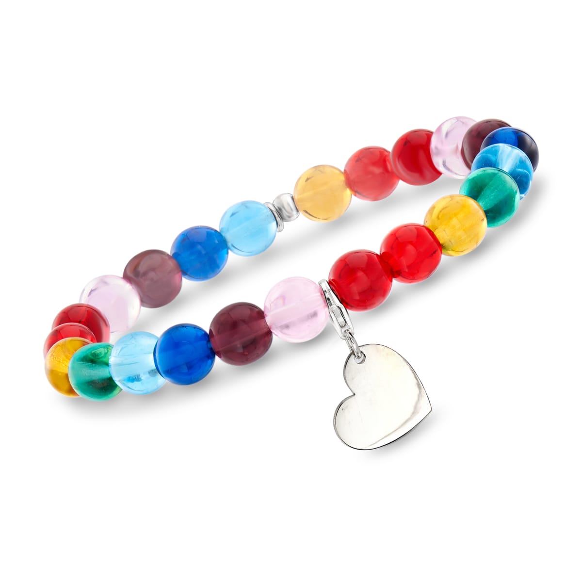 Handmade floral rainbow glass bracelet