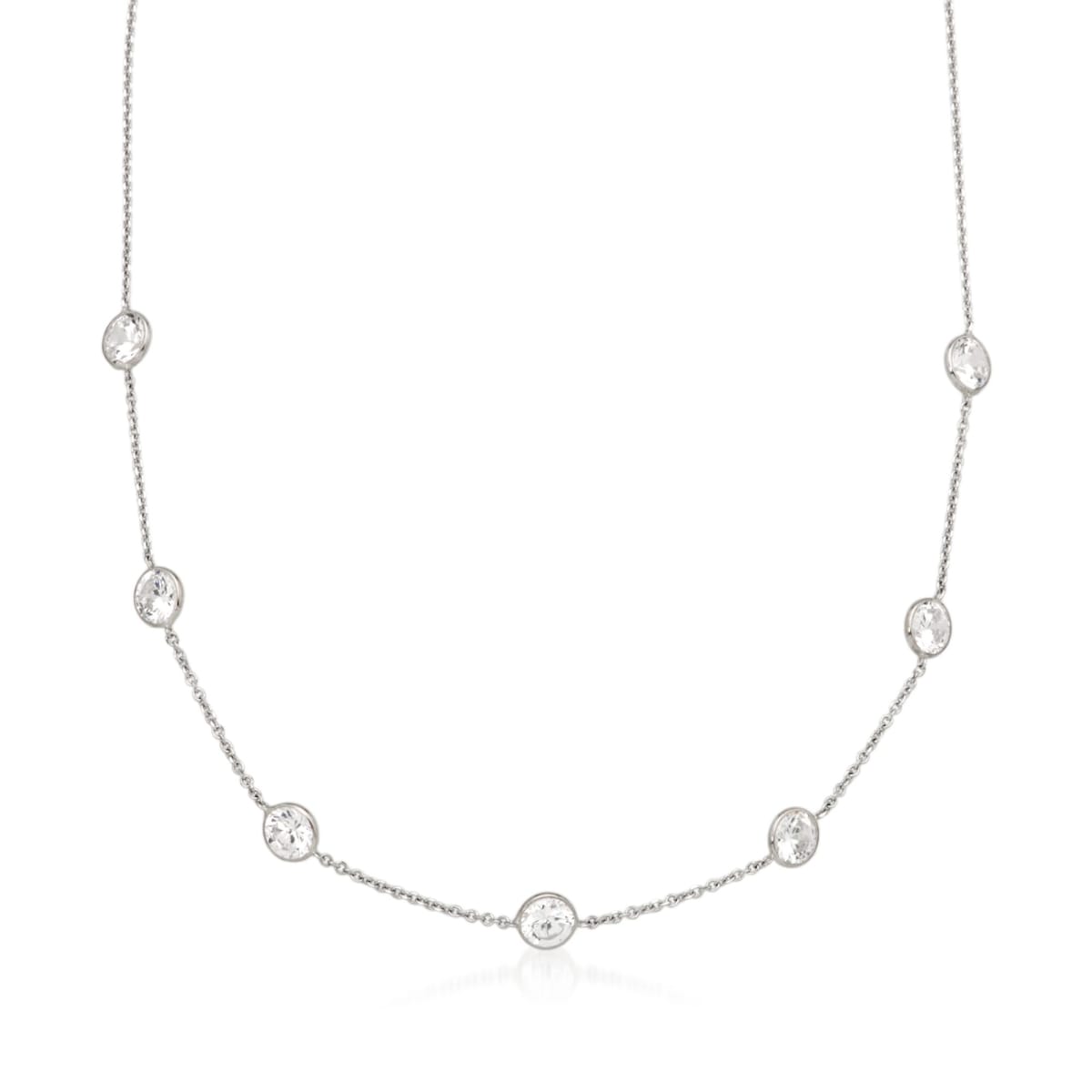 3.50 ct. t.w. Bezel-Set CZ Station Necklace in 14kt White Gold. 30 ...