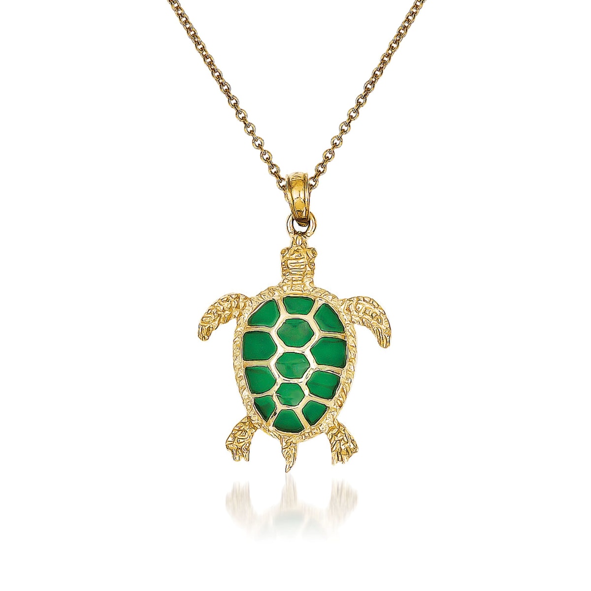 FB Jewels 14K Yellow Gold Land Turtle with Brown Enamel Shell Pendant FB Jewels 14K Yellow Gold Land Turtle with Brown Enamel Shell Pendant