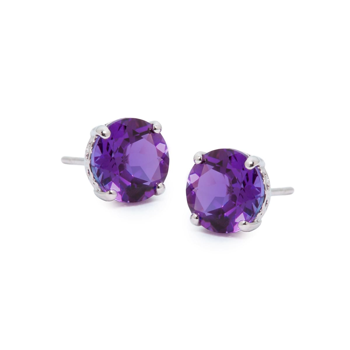 3.40 Cttw Round Cut Simulated Amethyst Stud Earrings in 14K Gold Over Sterling Silver 3.40 Cttw Round Cut Simulated Amethyst Stud Earrings in 14K Gold Over Sterling Silver