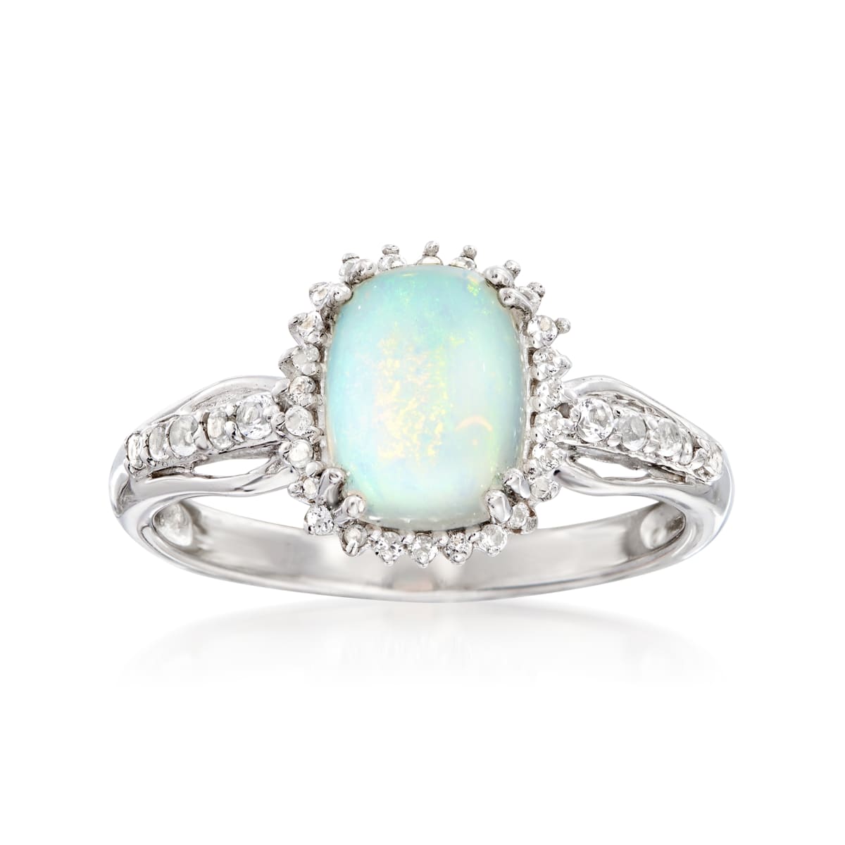 Ethiopian Opal and .35 ct. t.w. White Topaz Ring in Sterling Silver ...