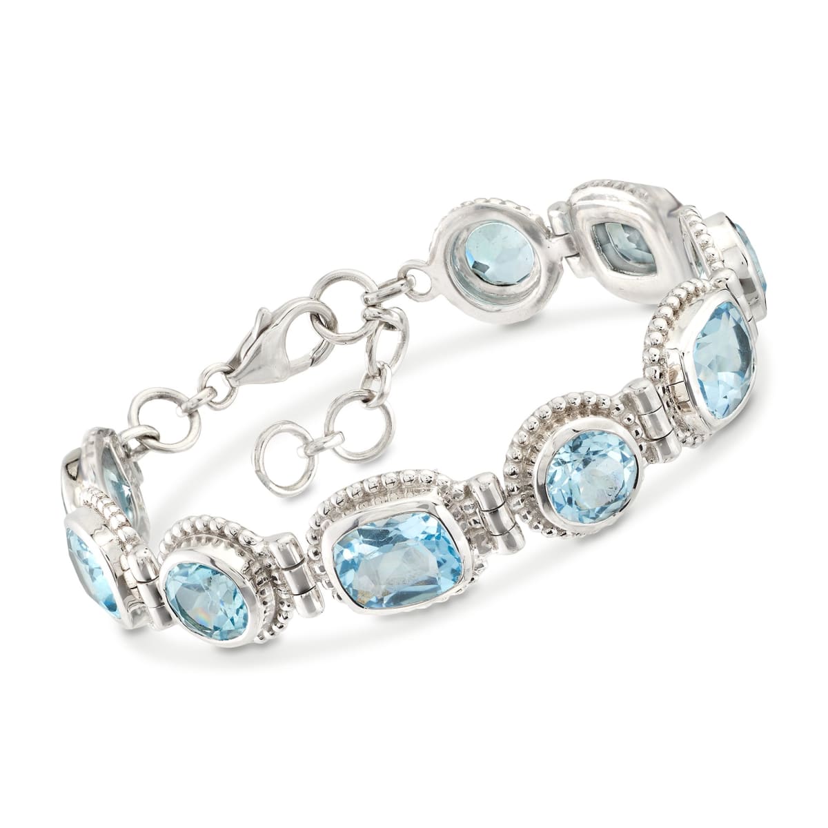 26.00 ct. t.w. Blue Topaz Beaded Bracelet in Sterling Silver | Ross-Simons