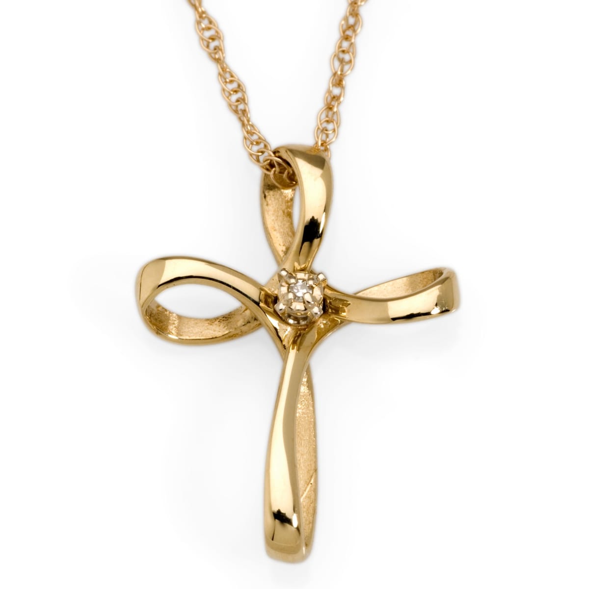 14kt Yellow Gold Cross Necklace with Diamond. 18 14kt Yellow Gold Cross Necklace with Diamond. 18