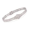 .10 ct. t.w. Diamond Floral Vintage-Style Bracelet in Sterling Silver. #829416